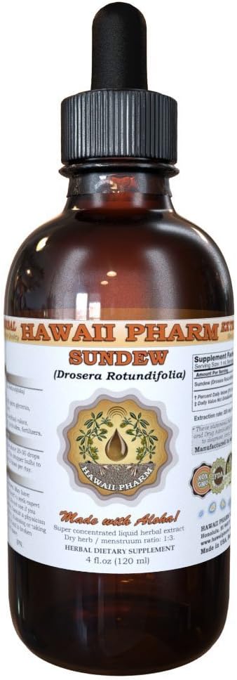 HawaiPharm Sundew Liquid Extract, Sundew (Drosera Rotundifolia) Liść proszek nalewka, Suplement ziołowy, Made in USA, 2 fl.oz