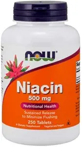 Niacyna, 500 mg, Tr 250 Tabs by Now Foods (Opakowanie po 3)