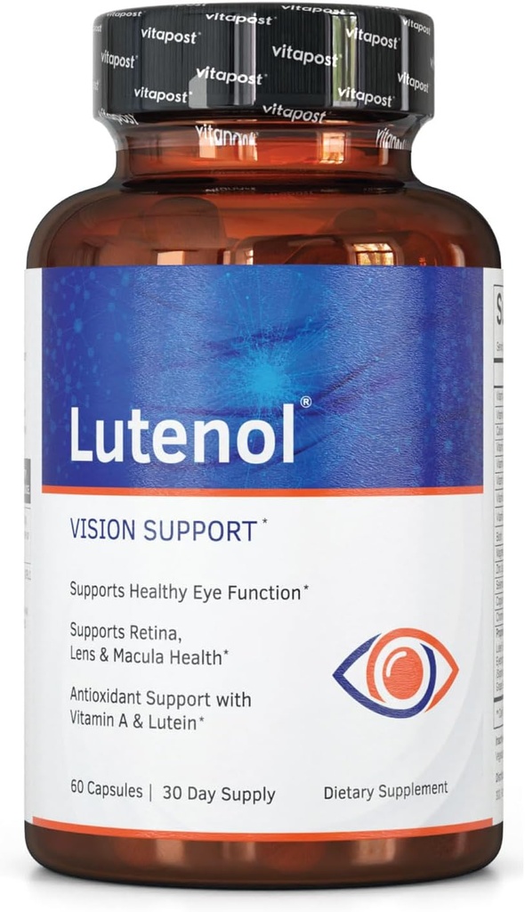 Supplement Natural Vision Supplement with Eye Vitamins, Lutein & Zeaksantyna, Witamina A & Cynk to Supplement Retina, Lens & Macula Health. kapsułki
