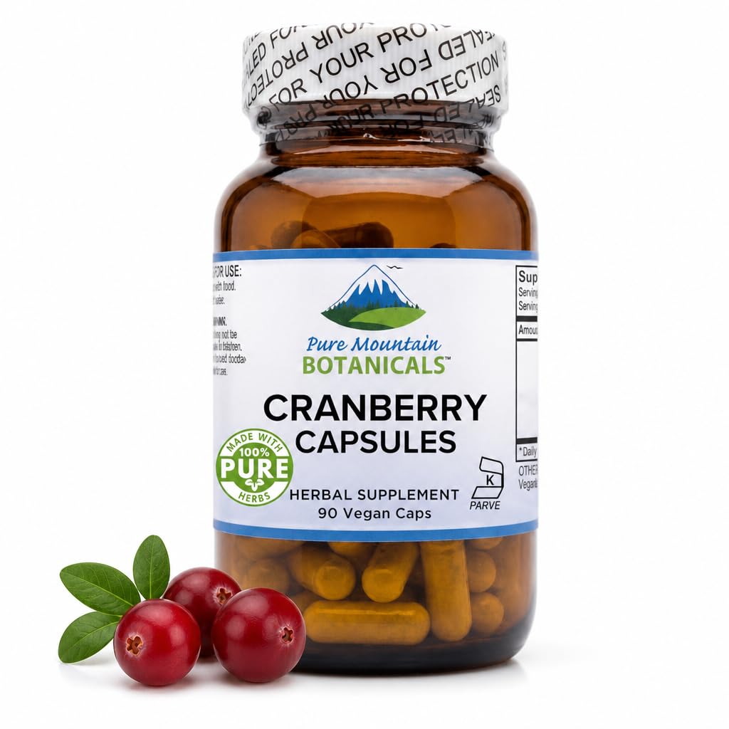 Pure Mountain Botanicals Cranberry Pills Kosher Vegan Kapsułki z 400mg Cranberry Concentrat Extract Supplement