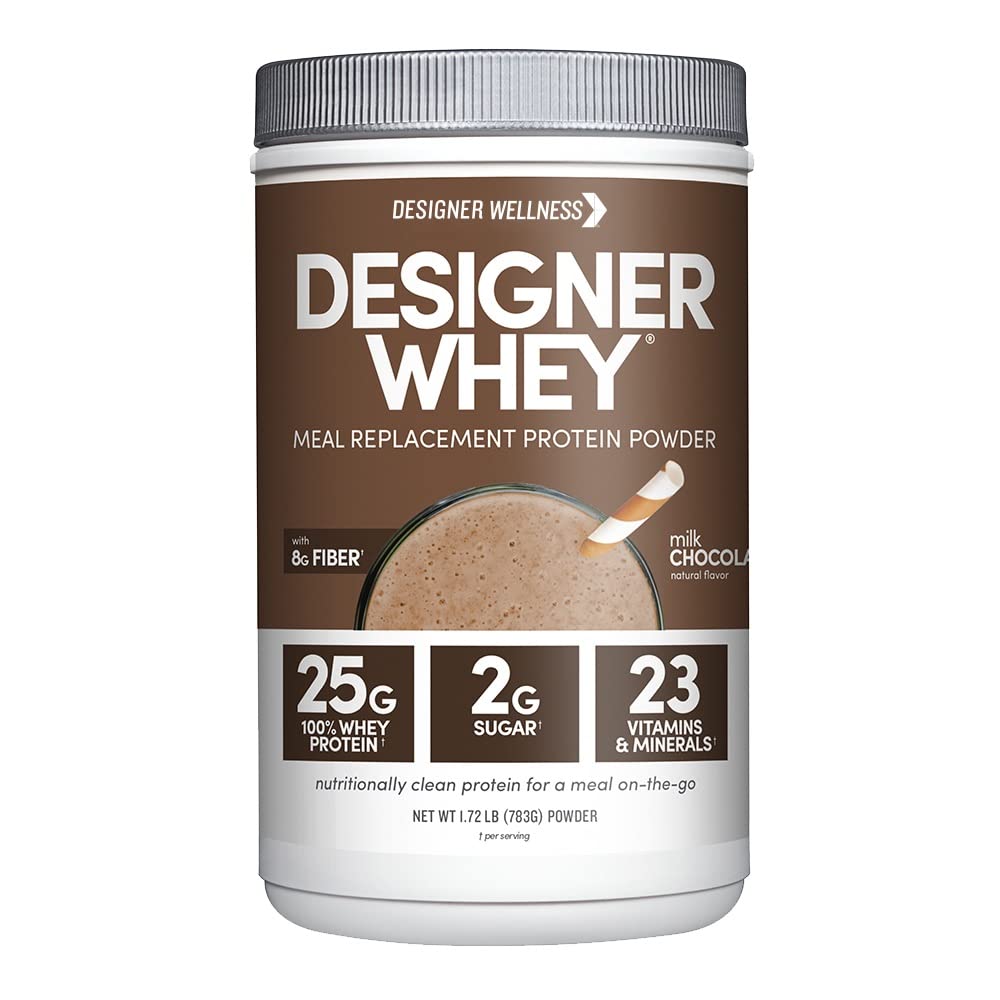 Designer Wellness, Designer Protein Serwatka Proszek do zamiany posiłków, Organiczne Superfood złożone węglowodany, Witaminy, Minerały, Bez glutenu, Czekolada mleczna, 1.72 Funt