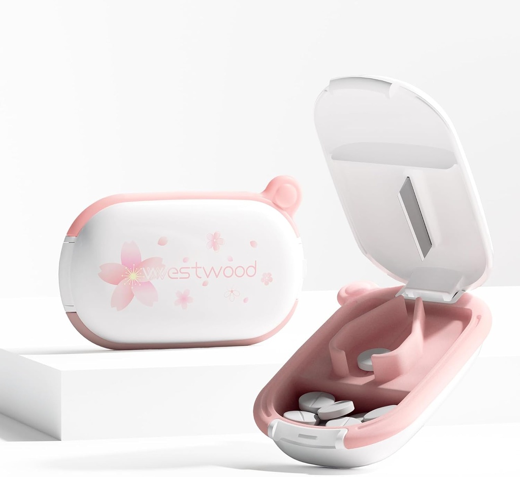 White Small Pill Cutter Splitter z urządzeniem do cysterny dla małych i małych tabletek, cięcia Vitamin tablets, Przenośny Extable Pill Crusher do kieszeni torebki