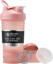 Butelka BlenderBottle Shaker Butelka z Pill Organizer and Storage for Protein Powder, Classic V2 ProStak System, 22- unce, Rose Pink