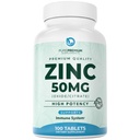 PurePremium Natural Cynk 50mg Suplementy dla mężczyzn / kobiet - GMP- certyfikat wysokiej mocy Witamina Cytrat cynku / tlenek dla dorosłych, immunologiczny przeciwutleniacz, Wsparcie energetyczne - 100 Tabletki