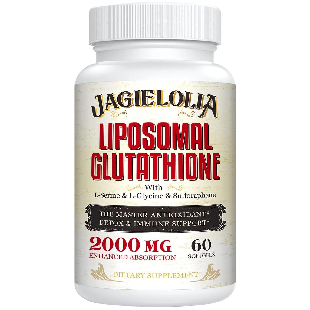 Liposomal Glutathione 2000 mg z L- Serine, L- Glicine & Sulforaphane - Active L- Glutathione Unique Formulation to Enhance Absorption - Master Antioksydant, Detoxifying & Immunification 124; 60 Softgels