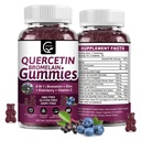 Quercetin Gummies z bromelainem 2378mg - Mieszanka z Elderberry, Echinacea Purpurea Extract, Cynk, Witamina C, D3, K2, Kompleks Wspiera immunologiczne, sercowo-naczyniowe i oddechowe, Wegan Gummy dla dorosłych i dzieci