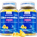 Glukozamina wolna od cukru Gummies wypełniona - Suplement glukozaminy plus Chondroitin, MSM, Turmeric, Boswella, Kwas hialuronowy, Witamina D3 i Cynk, 120 Gummei, 60 Słupki