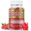 Magnezu Gummies Glucynian 1000mg, Sugar Free Magnezu suplementy potasu żute dla dorosłych z L- Threonian do snu, Wsparcie ciała i relaksacji, 90 Malina Gummies
