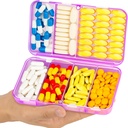 Yaklim Magnetic Travel Pill Organizator, 7 Komory Przenośne Pill Box, Duży Organizator Witaminy z etykietami, Codzienne Pill Case Medicinizer Organizator, Big Supplement Organizer Magnet Pill Container Purpurowy