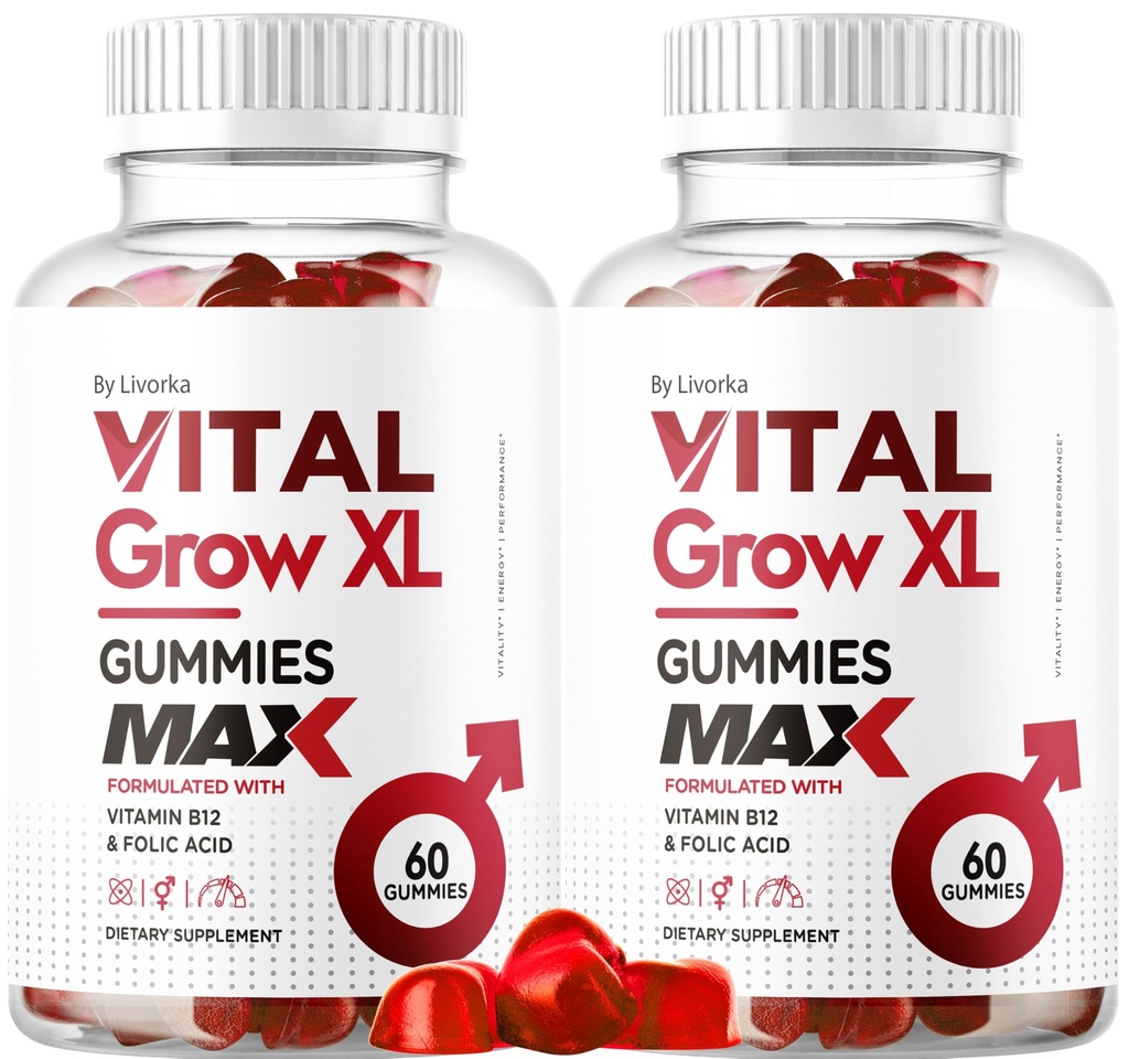 (2 Pack) Vital Grow XL Mężczyzna Gummies - Męskie Gummies Performance 1050MG Vital GrowXL Mieszanka, Vital Growth Gummy Advanced Gumitas Formuła, 120 Gummies dla 2 Miesiące