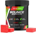 Bounce Pro Gummies Monohydrat kreatury dla mężczyzn i kobiet, Niskie kalorie, 6G Kreatyny na Serving, Wegan, Przeciwstopowe, Bezglutenowe, Non-GMO, 2g Kreatyny na Gummy (30ct, Cherry Lime)