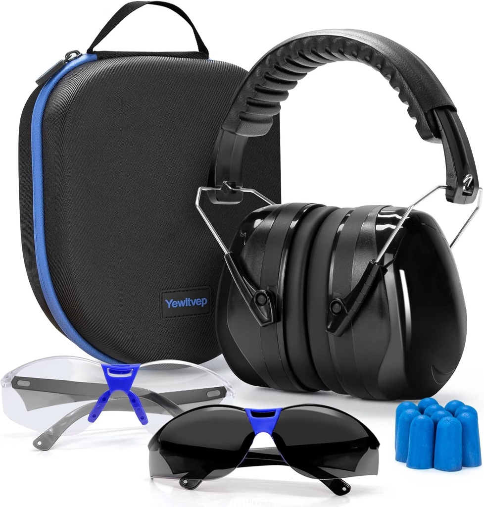 Yewltvep Strzelanie Uszy Ochrona Gun Zakres Uszy Ochrona z Earmuffs, Okulary bezpieczeństwa broni, Zatyczki do uszu, Ciężka sprawa przechowywania