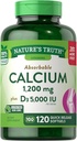 Nature 's Truth Absorbable Wapń 1200 mg Plus D3 5000 j.m. na serwowanie Softgels szybkie uwolnienie - 120 ct, Opakowanie po 2