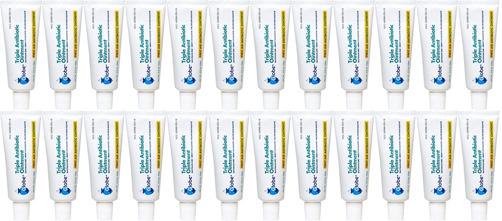 Globe Triple Antibiotic First Aid Maintment, 0.5 oz (24- Pack) First Aid Antibiotic Ointment, 24- Hour Infection Protection, Leczenie zranienia drobnych łusek, oparzenia i cięcia