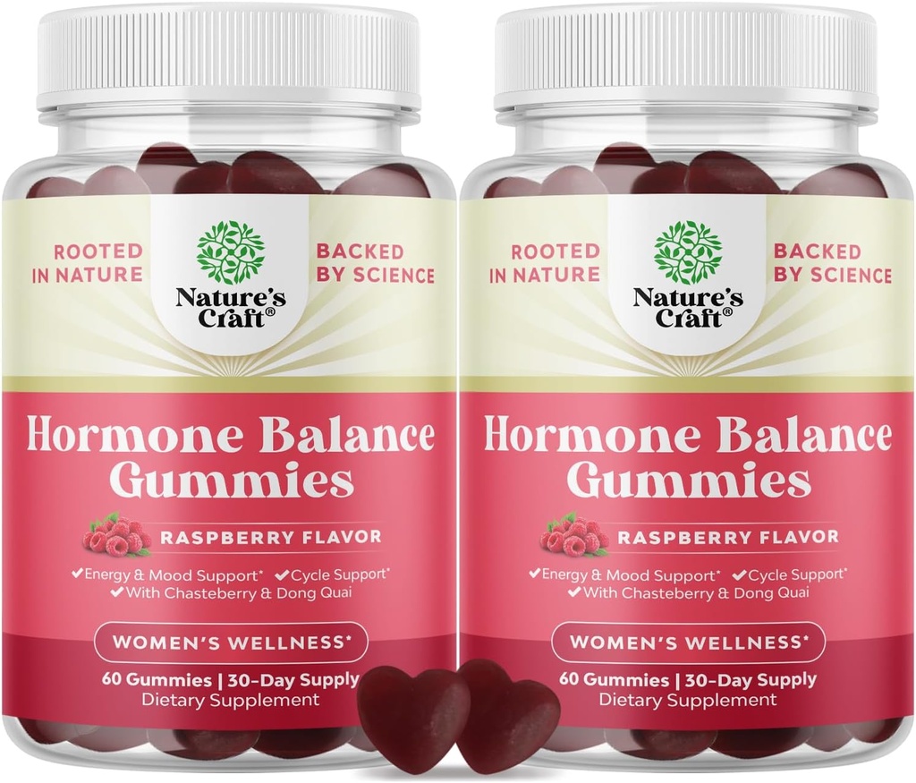 Hormon Równowaga dla Kobiet Gummies All Ages - Suplement wsparcia PMS dla kobiet Regulacji cyklu menstruacyjnego & Hormonalna Równowaga Menopauza & Mood Swings z witaminą B6 & Dong Quai - 60 Przeżuć - 2 opakowania