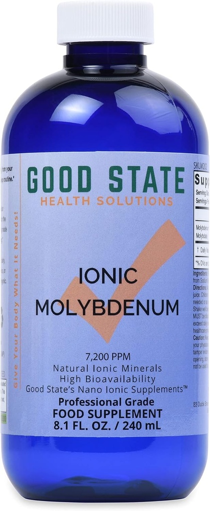 Dobry stan płynnego molibdenu jonowego (96 podań przy 2 mg żywicy, plus 2 mg kwasu fulvic - 8 fl oz)