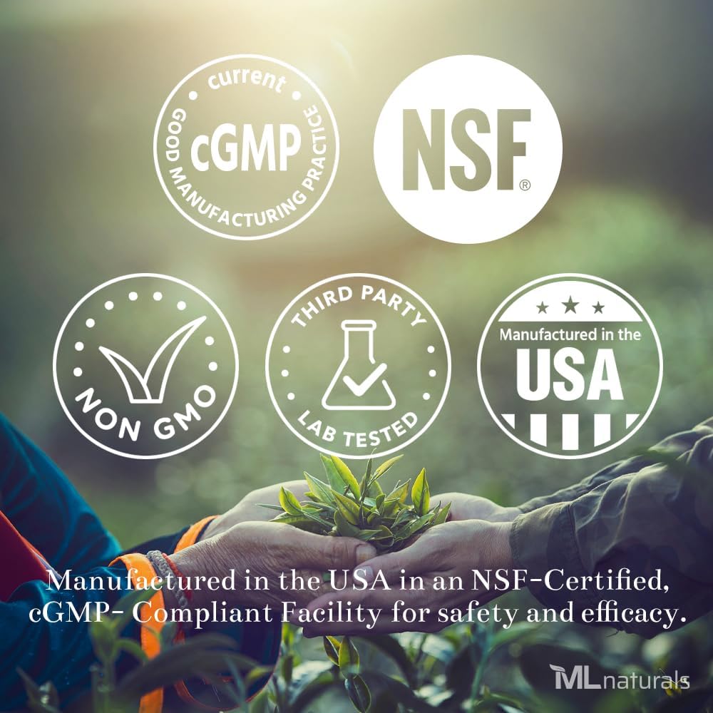 ML Naturals Fosfatydyl Serine 200 mg (Standard) 240 Kapsułki roślinne. Obsługuje funkcje pamięci i mózgu, Non-GMO, NSF- Certified & cGMP- Compliant