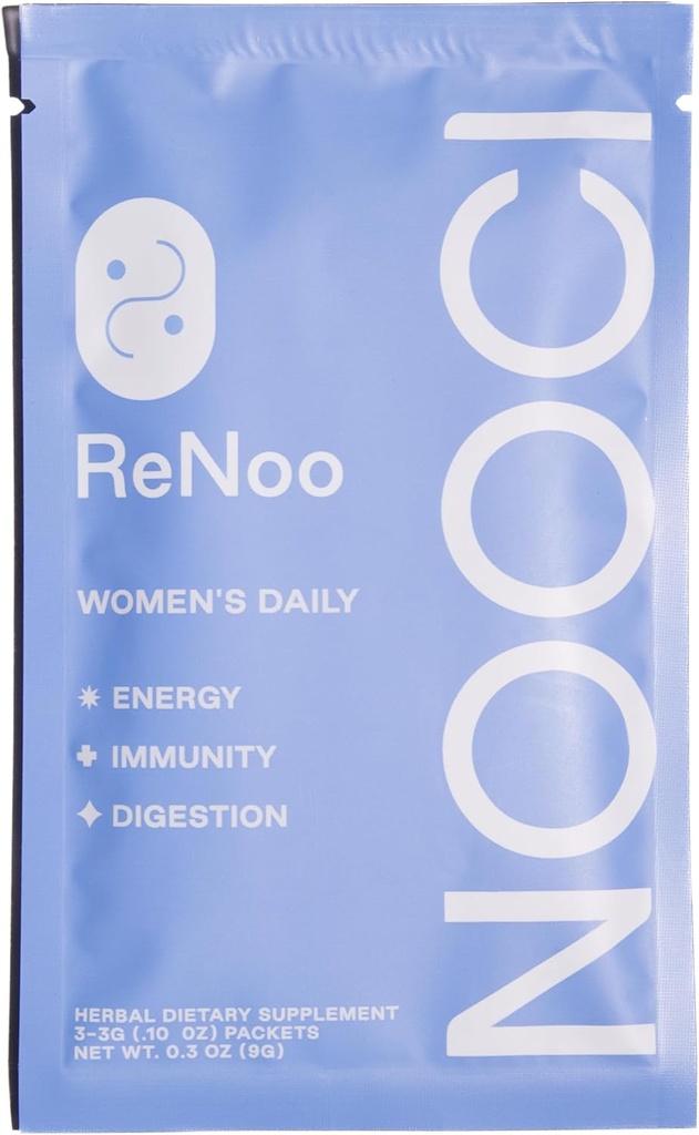 NOOCI ReNoo Women 's Daily Powder for Energy, Immunitet, Przeżywanie 124; Rozmiar podróży 124; Nie dodano cukru 124; Nie GMO 124; Wegan 124; 3 Sachets, Zielona herbata
