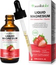 Płynny glicynian magnezu, płynny magnez 1000Mg, krople magnezu, suplement magnezu płynnego, z włókna celulozowego, Witamina B6, C, D, Cynk, Digestive Health, Promotes Relaxation, No Sugar, 2 Fl Oz
