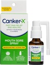 Canker- X Mouth Sore Spray, Ulcer Ulcer ból jamy ustnej z Canker wrzodów, Burns & More, No Burning & Numbing, Benzocaine- Free & Alcohole-Free Mouth Ulcer Leczenie, ukierunkowane rozpylacz, 0.51 Fl. Oz.