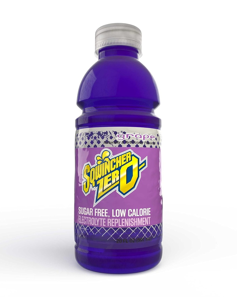 Sqwincher Zero Activity Drink Butelki: 124; Grape Flavored: 124; Sugar Free: 124; Low Calorie: 124; Low Sodu: 124; Ready- To- Drink: 124; Electrolyte Replenishment Hydration Drink: 124; 20 oz (Przypadek: 24)