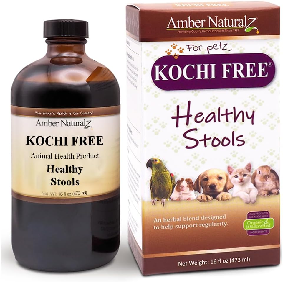 Amber NaturalZ Kochi Wolny suplement ziołowy dla psów, kotów, ptaków, królików i świnek Gwinei 124; Wspomaga zdrowe funkcje jelit 124; Natural Aid for Digestive Balance 124; 16 Płynna butelka szklana