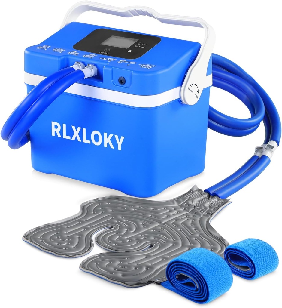 Cold Therapy Unit for Pain Relief, Cold Therapy System z uniwersalnym lodowym pakiem dla Knee, Ankle, Shoulder, Back, Ice Therapy Machine z Digital Timer i Ajustrable Flow Speed