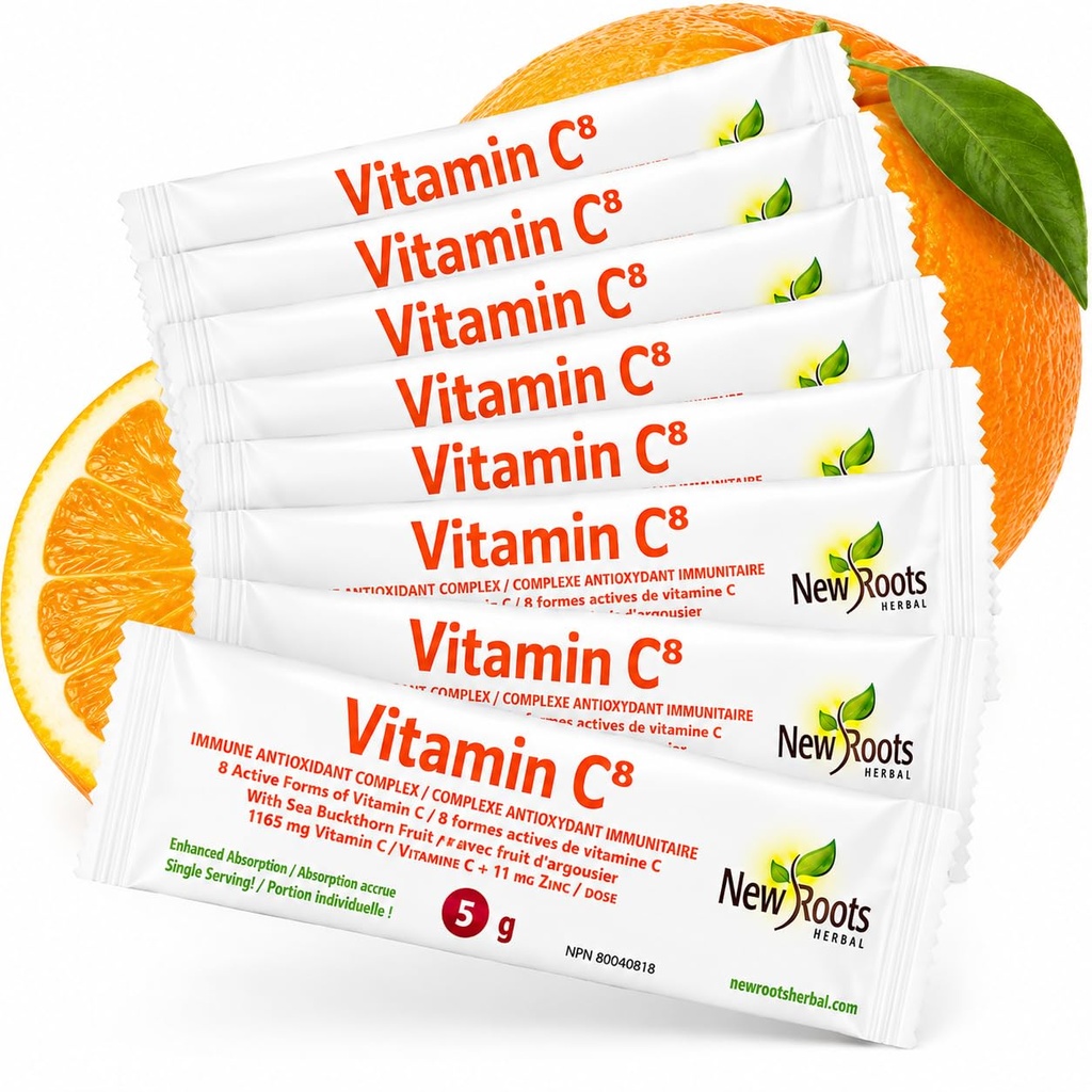 Witamina C8 Proszek immunologiczne Wsparcie (30 Sachets) Pyszny napój z 8 różnych form witaminy C, Elektrolity, Bioflavonoids i zielona herbata dla maksymalnej absorpcji i przeciwutleniacze obrony