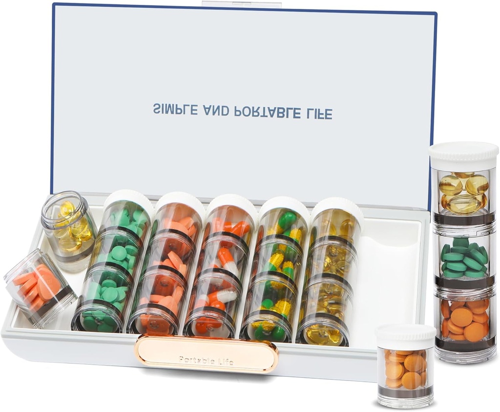 Toplive 3 razy w ciągu dnia Pill Organizator 7 dzień, Duży codzienny Pill Organizator, Cotygodniowy lek Witamina Organizer Box, Fish Oil Supplement Storage Organizator, Separable Travel Pill Container, Biały