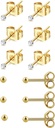 6Pary 2mm / 3mm Stal Chirurgiczna Hypoalergenic Piercing Studs, 20G 14K Prawdziwe złote kolczyki wypełniony mały Stud Zestaw do wielu otworów Piercing (Cyrkonia sześcienna, Perła, Ball)