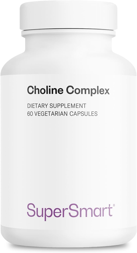 Supersmart - Kompleks Choliny (Opatentowany & Wysoka Siła) - z Choline Bitartrate, GPC Choline & CDP Cholina - Wysoka moc Suplementy Choliny 124; Non-GMO & Gluten Free - 60 Kapsułki wegetariańskie