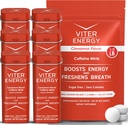 Viter Energy Original Caepine Mints Cynamon Flavor 6 Pack and 1 / 2 Pound Bulk Bag Bundle - 40mg Caepine, B Vitamin, Sugar Free, Wegan, Potężny booster energii dla ostrości i alertywności