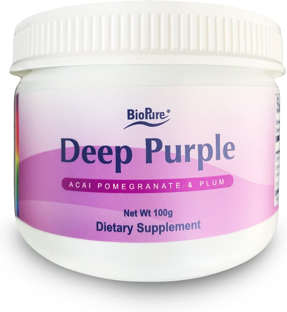 BioPure Deep Purple - Naturalny suplement diety Superfruit Wykonany z synergistycznego mieszanki organicznych Acai, Pomegranat organiczny i Plum dla Gut Health, Wsparcie immunologiczne i ogólne Wellness - 100g