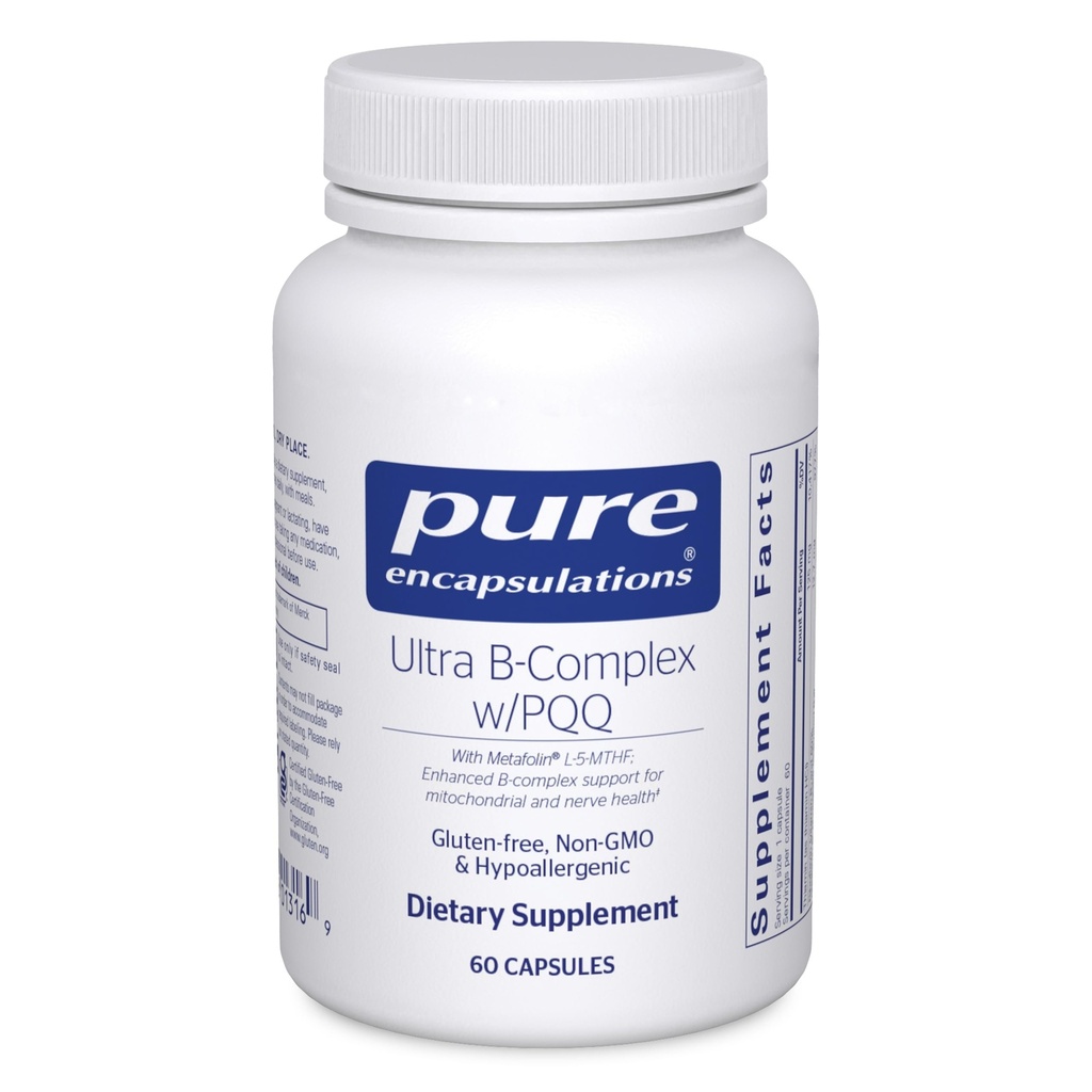 Pure Encapsulations Ultra B- Complex with PQQ XI124; Suplement witaminy B do wsparcia Nerwów, Komórki, Metylacja, Mitochondrial Health * * XI124; 60 Kapsułki