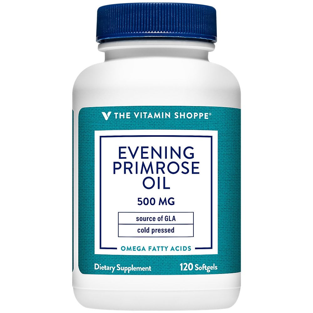 Witamina Shoppe Wieczorna Primrose Oil 500MG, Naturalne Źródło GLA (Gammia kwas linolenowy), Suplement do zdrowia kobiet i równowagi hormonalnej (120 Softgels)