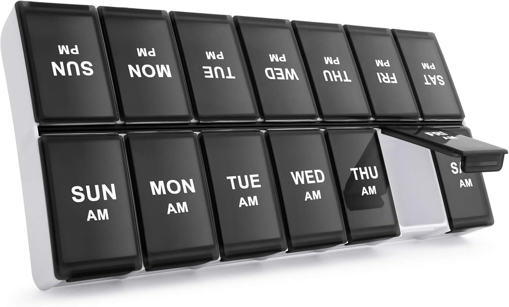 Sukuos Cotygodniowy Pill Organizator 2 razy dziennie, 7 dzień Pill Box AM PM Duży Codzienne Pill Case Witamina Organizer Pill Pojemnik na witaminy, Oleje rybne, Suplementy