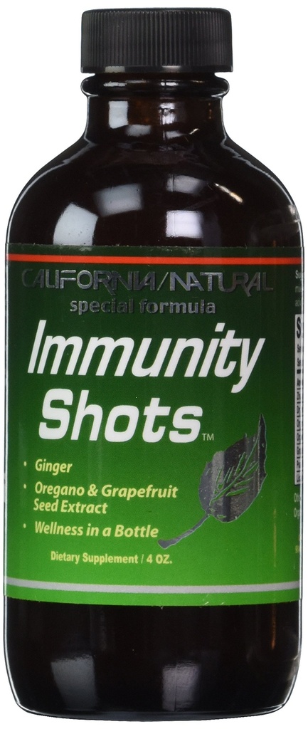 Kalifornia Natural Immunity Shots 4oz Bottle Cynk, Organic Ginger Root, Oregano Oil - Potent & Pure Immune System Booster - Wsparcie systemu immunologicznego (Pack of 1)