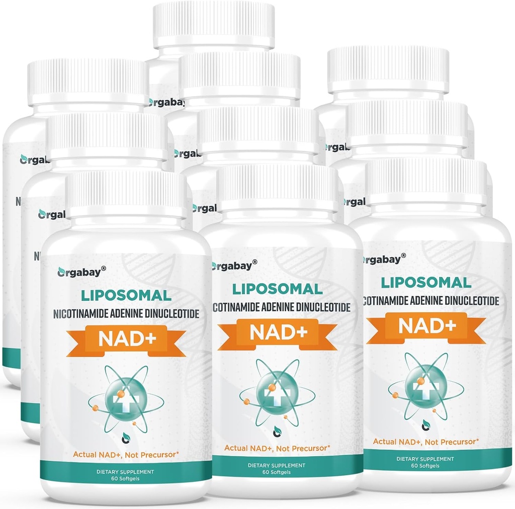 Orgabay Liposomal NAD + Suplement 500 mg, Wysoka Absorpcja, Wzmacnianie NAD + z TMG 250 mg, Rzeczywisty NAD Plus bardziej wydajny niż Nikotynamid Ribozyd, Wsparcie energii komórkowej, Zdrowe Starzenie 124; 600 Softgels