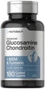 Horbäach Glukozamina Chondroitin Bis124; Plus MSM & Turmeric 124; 180 Coated Caplets 124; Non- GMO, Gluten Free Supplement