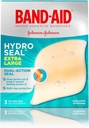 Band- Aid Brand Hydro Seal Adhesive Hydrocoloid Gel Bandaże do pielęgnacji rany i blister Relief, All Purpose Waterproof & Shower Proof Blister Pad, Sterylne i długotrwałe, Bardzo duże, 3