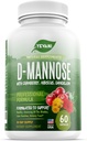 100% Pure D- Mannose Kapsułki 1000 mg z żurawiny, Hibiscus i Dandelion Extract, szybko działająca profesjonalna Formuła Zapobiegania UTI dla Trakcji Urynalnej zdrowia i wsparcia pęcherza