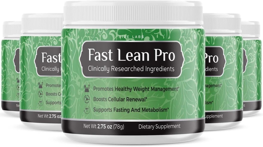 Rize laboratoria Fast Lean Official Pro Advanced Formuła Suplement, Nawodnienie BCAA Drink Kapsułki w słoiku, Łatwy do skopu i smakuje świetnie - Pakiet 5 (120 Sług)