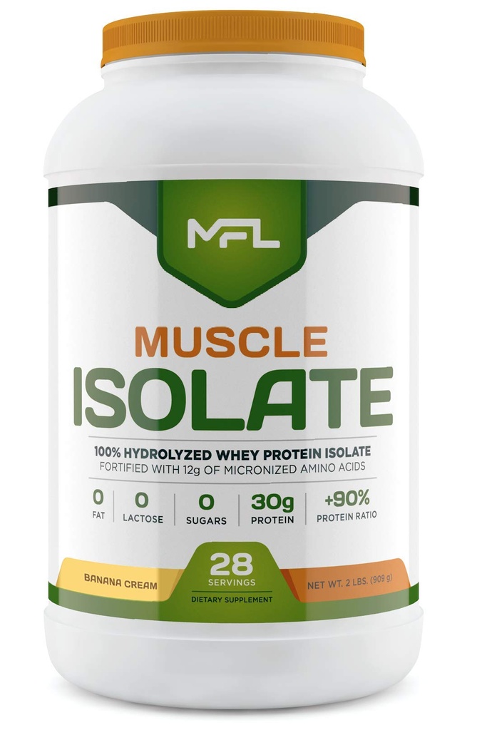 MFL 100% Isolate Protein l 30g of Protein l 12g Amino Acids l Keto Friendly l Low Carbs l 2 lbs. (Śmietana bananowa)