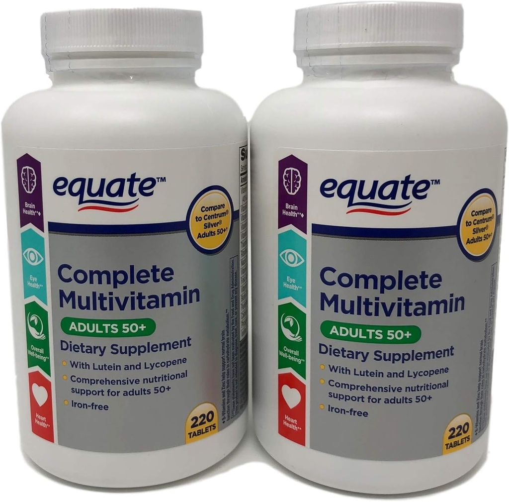 Równanie dojrzałego dorosłego 50 + jeden raz dziennie Kompletny Multivitamin Porównaj do Centrum Srebro (220 Ct) (Opakowanie z dwoma)