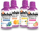 Bluebonnet Nutrition Liquid Calcium Citrate Magnesium Citrate, Vitamin D3, Bone Health - Bundle of Orange, Blueberry, Lemon and Strawberry Flavor, 4 Bottle of 16 Fl Oz Each (64 Fl Oz Total)