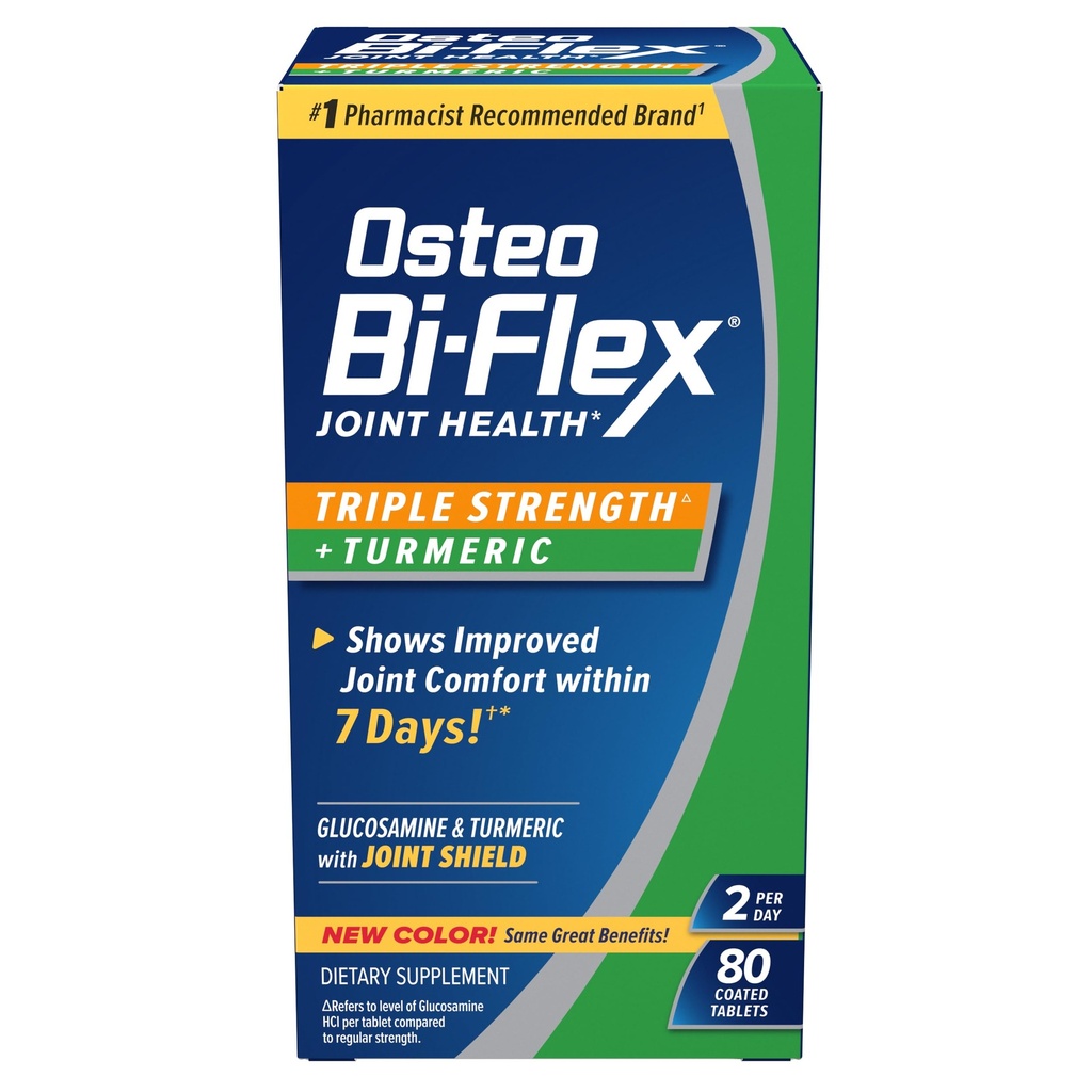 Osteo Bi- Flex Glukozamina Triple Strength Plus Turmeric Supplement z Curcumin do wspólnego wsparcia i zakres ruchu, 40 Day Supply, 80 Tabletki powlekane, Joint Health Nutritional Supplements