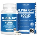 Alpha GPC Choline kapsułki - 120 Count, 600mg Servings (Pomoc dla Mózgu, która wspiera Focus, Pamięć, Motywacja, & Energia (Trzeci Tested Party, Vegan Safe Made in The USA) Suplement do wsparcia mózgu