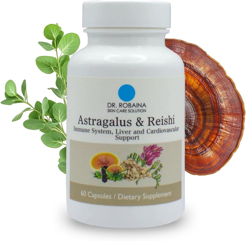 Dr Robaina Astragalus & Reishi Kapsułki - Immune, Wątroba i wsparcie sercowo-naczyniowe - Wysokiej mocy Herbal Mieszanka - Wegan, Non-GMO, Made in USA, 60 Kapsułki