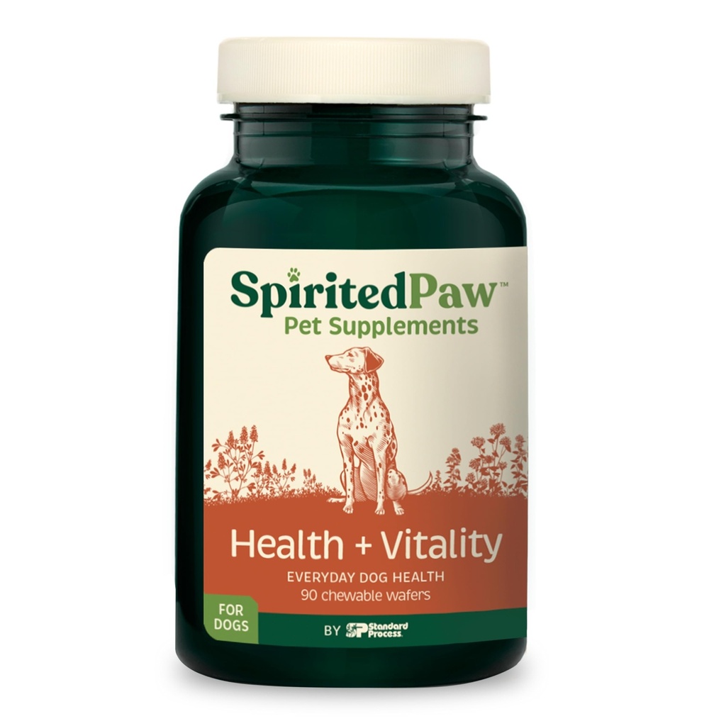 Spirited Paw Health + Vitality for Dogs - Suplement dla psów do układu immunologicznego, Płaszcz, Zdrowie wątroby & More - Dog Multifunctional Support with Cholina, Wapń, Cynk, & Witaminy D i A - 90 Chewable Wafers
