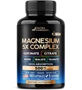 Magnesium Supplement - 5 in 1 Complex | Glycinate | Citrate | Malate | Taurate | Oxide - Made in USA - Stress, Muscle & Heart Support - Vegan, Natural, Non-GMO - 180 Capsules, 2 Month Supply